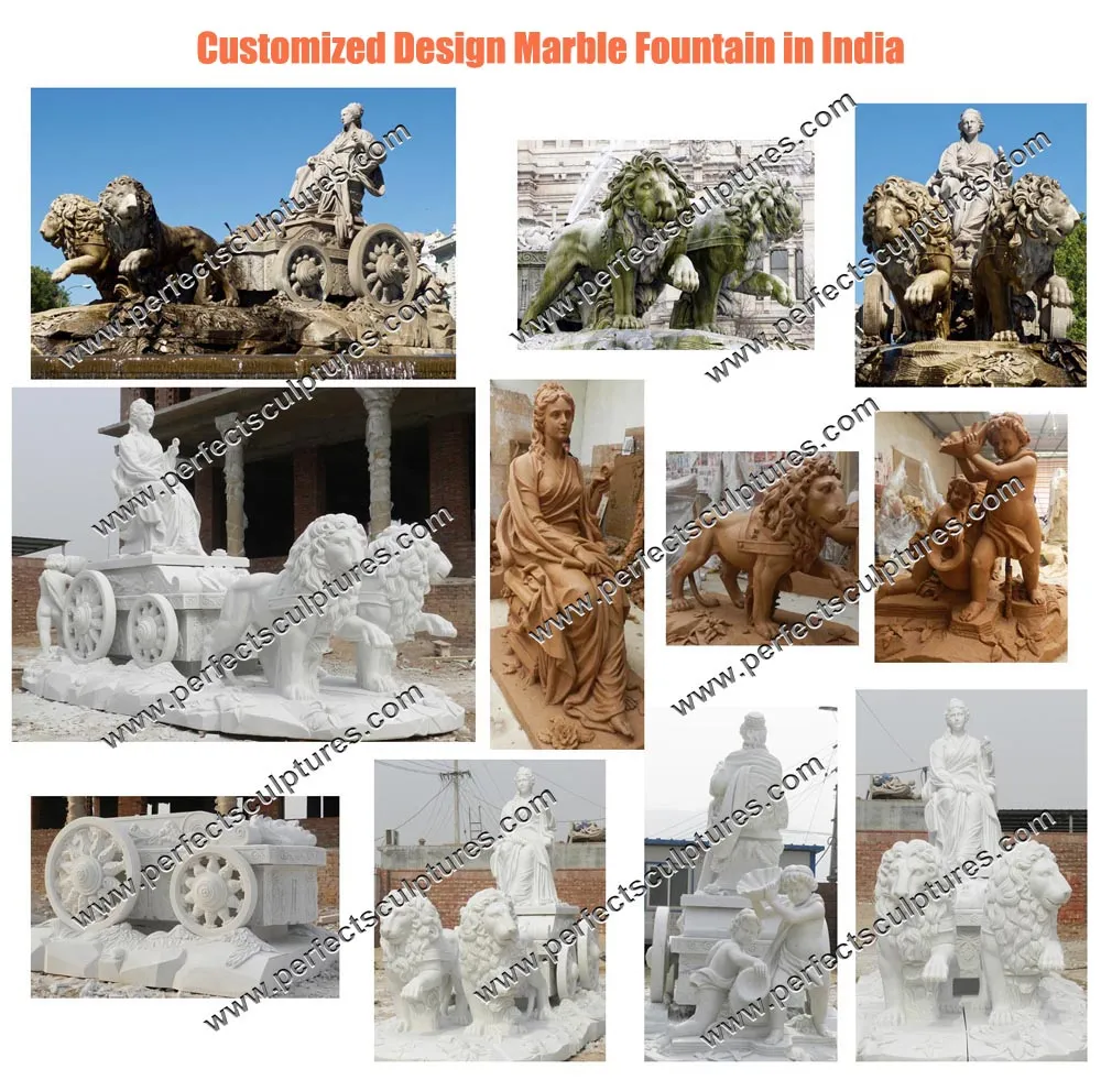 2 Two Tier Yellow Stone Marble Water Fountain with Carving Fish Sculpture (SY-F095)