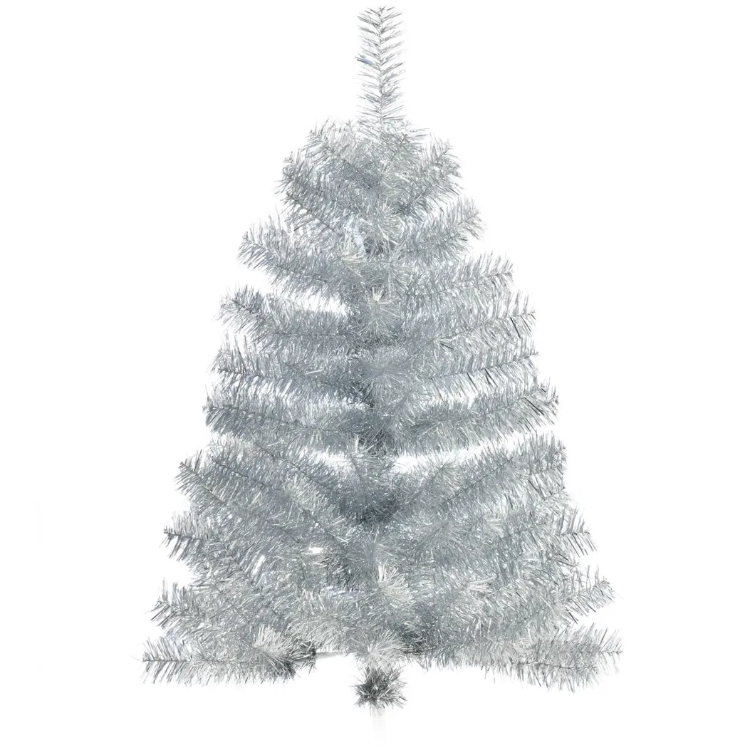 6FT Artificial Christmas Tree Full Pine Holiday Home Decoration with Silver