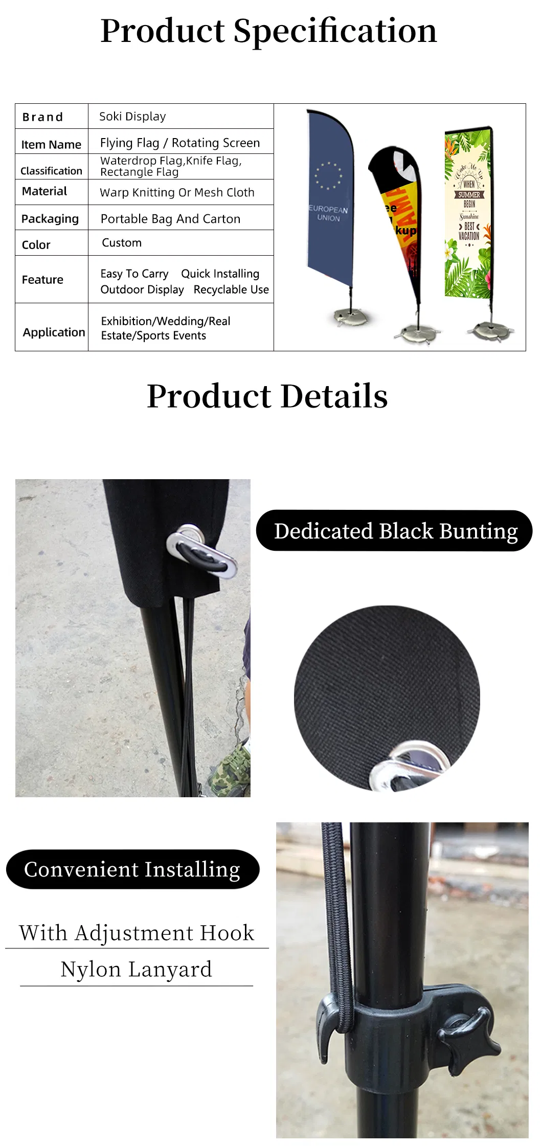 Auto Show Flag Banner Advertising Kit Bow Printing Flying Banner Feather Swooper Flag Signs