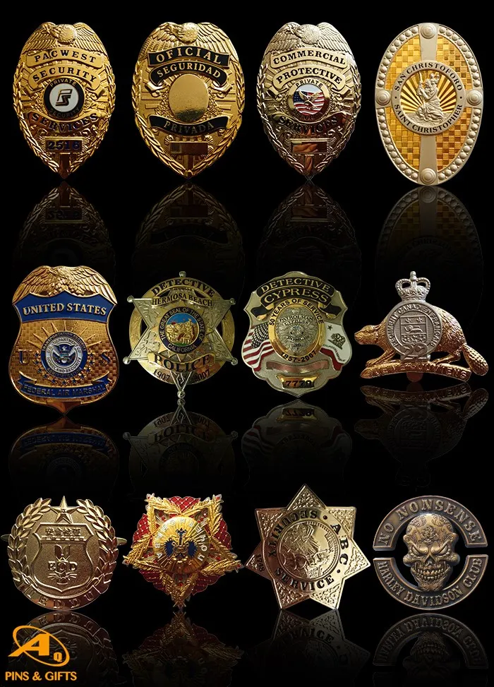 Canada in Customized Design with Zinc Alloy Factory Cheap in Special Design with 2D Logo Metal Custom Security Police Badges