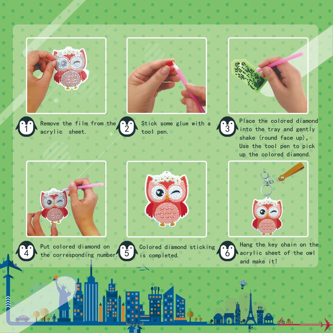 Cartoon Owls 5D DIY Diamond Painting Diamond Beads Art Painting for Bag Decoration