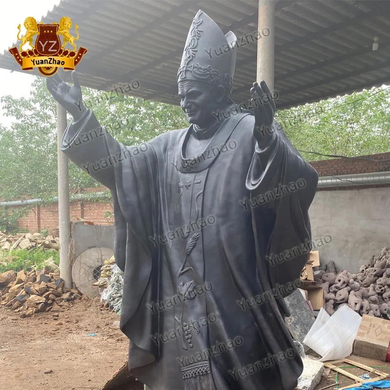 Church Garden Decoration Bronze Pope Catholic Statue Figure Religious Sculpture