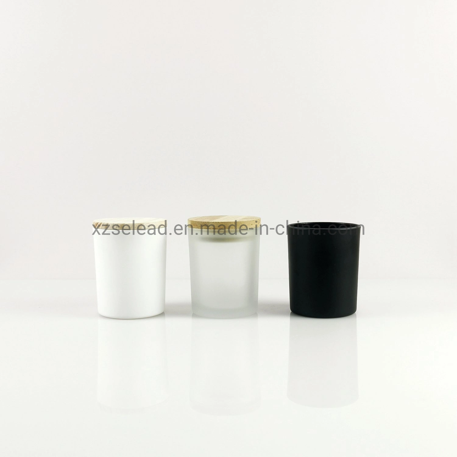 Custom 200ml 10 Oz 14oz Frosted Iridescent Matte White Candle Jars with Wooden Metal Bamboo Lid