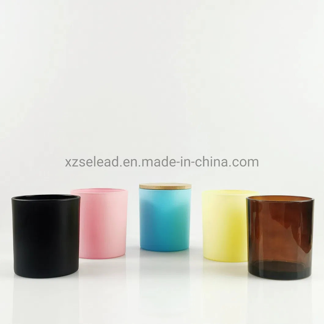 Custom Customized Design Unique Solid Colored Frosted White 8oz 300ml Empty Candle Jars with Wooden Lid