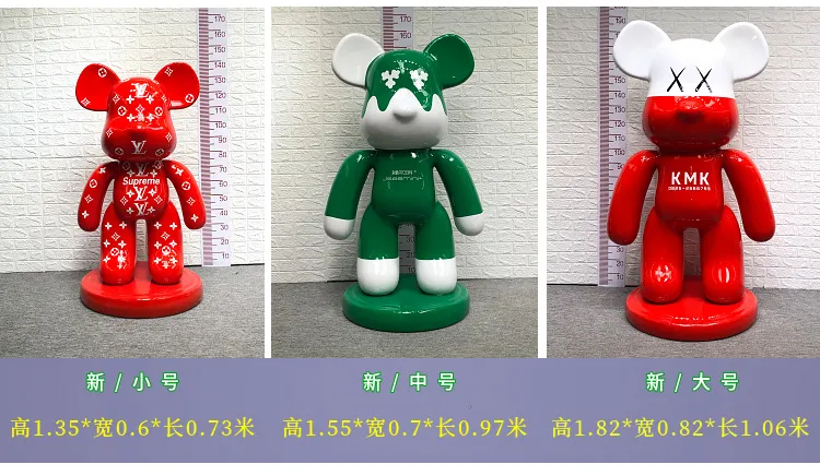 Custom Made Fiberglass Cartoon Bearbrick Resin Statue Bearbrick 1000