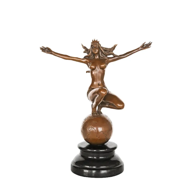 Earth Goddess Bronze Statues Sculptures Female Artwork Metal Figurine
