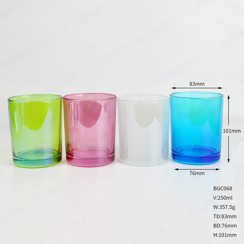 Electrophoresis Shining Blue Glass Candle Jar with Bamboo Lid