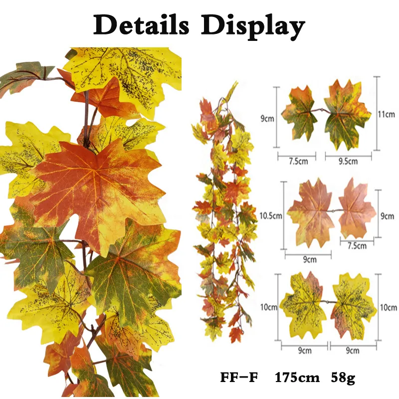 Fall Garland Maple Leaf 5.9FT/Piece Hanging Vine Garland Artificial Autumn Foliage Garland Thanksgiving Decor for Home Wedding Fireplace Party Christmas