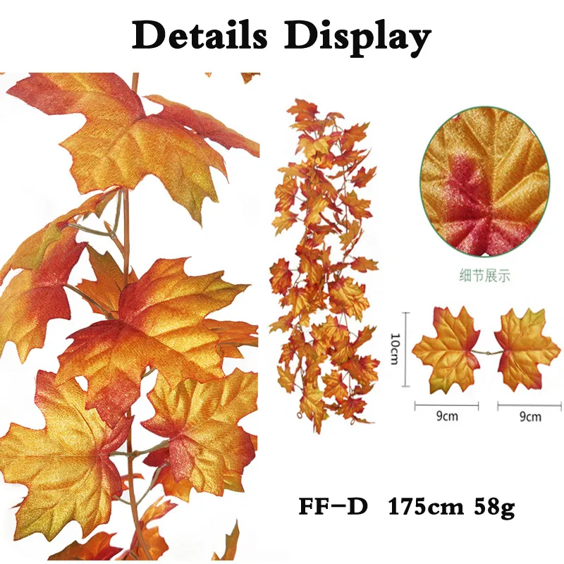 Fall Garland Maple Leaf 5.9FT/Piece Hanging Vine Garland Artificial Autumn Foliage Garland Thanksgiving Decor for Home Wedding Fireplace Party Christmas