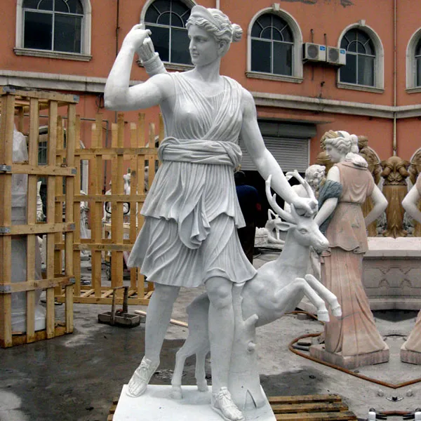 Famous Greek Goddess Diana Marble Statue with Deer