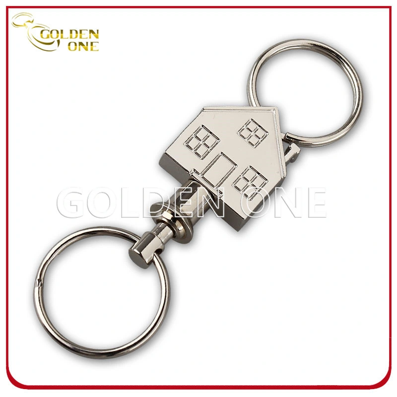 Fancy Design Pull Apart House Shape Engravable Metal Key Ring