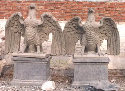 Garden Outdoor Black Marble Eagle Sculpture Stone Eagle Statues for Sale