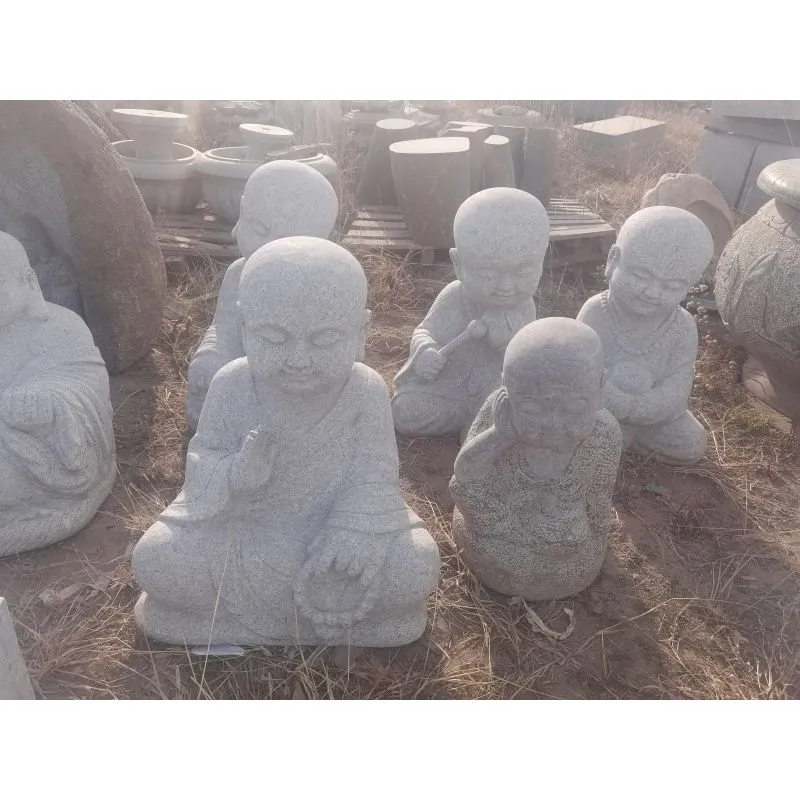 Handmade Little Monk Stone Statue Figure Carving Stone Figures for Garden Decoration