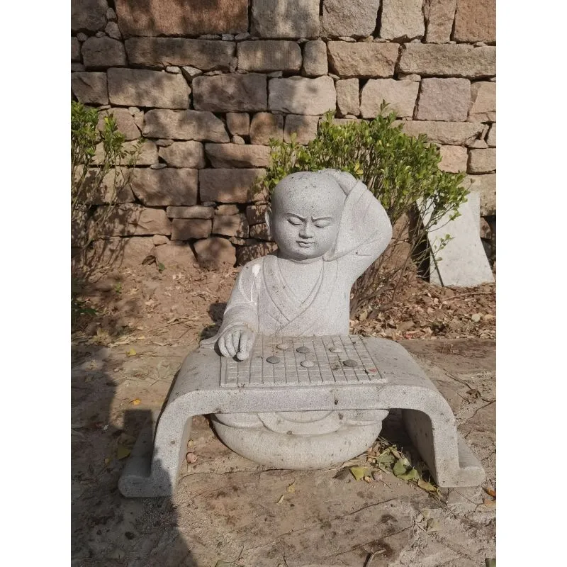 Handmade Stone Statue Figure Carving Little Monk Stone Figures for Garden Decoration