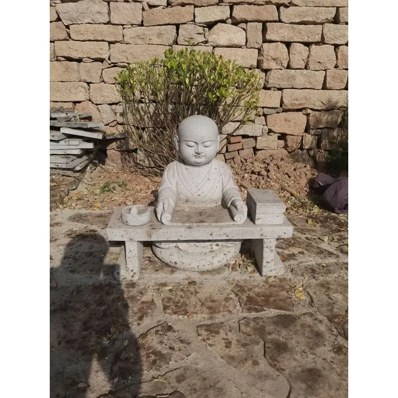 Handmade Stone Statue Figure Carving Little Monk Stone Figures for Garden Decoration