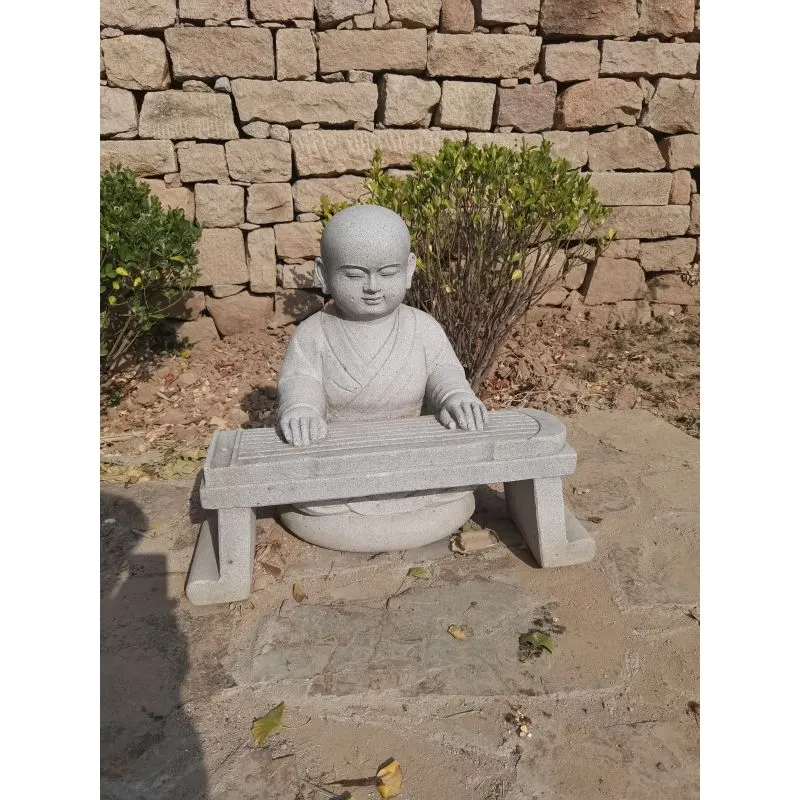 Handmade Stone Statue Figure Carving Little Monk Stone Figures for Garden Decoration
