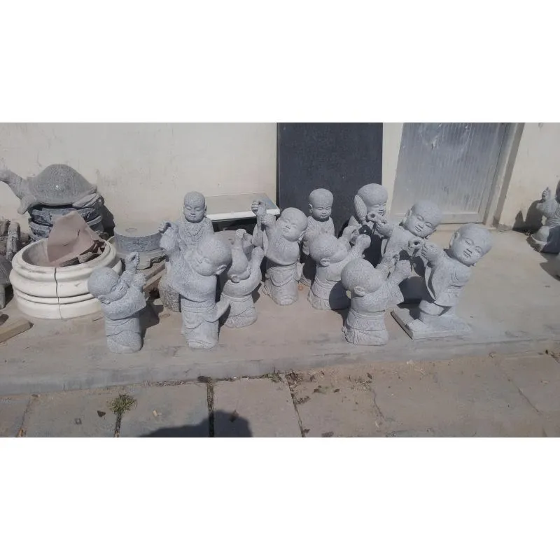 Handmade Stone Statue Little Monk Figure Carving Stone Figures for Garden Decoration