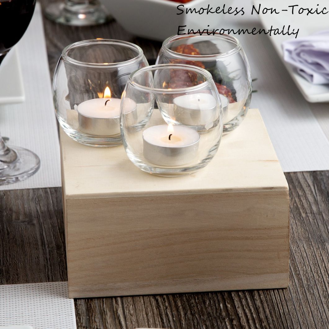 Home Decoration 4 Hours Burning Unscented Tealight Candles with Straight Aluminum Box Holder