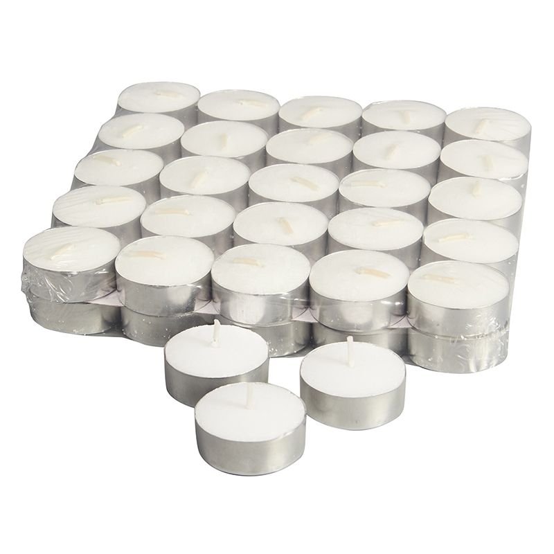 Home Decoration 4 Hours Burning Unscented Tealight Candles with Straight Aluminum Box Holder