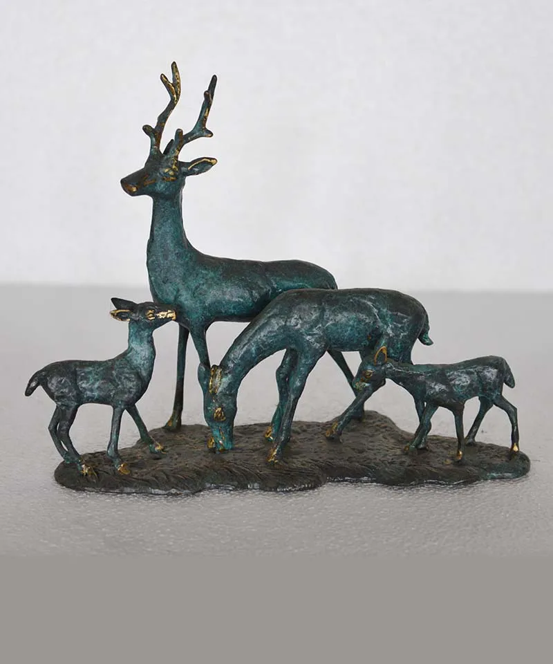 Home Garden Yard Decoration Aluminum Craft Sika Deer Family