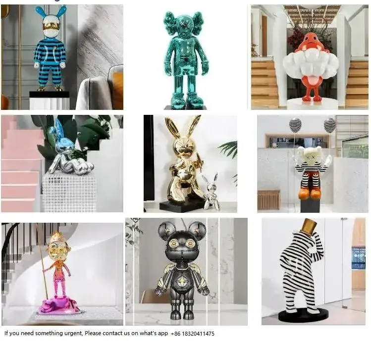 Hot-Sale Street Graffiti Electroplating Indoor Fiberglass+Electroplate Kaws Statue Artworks for Indoor Decoration