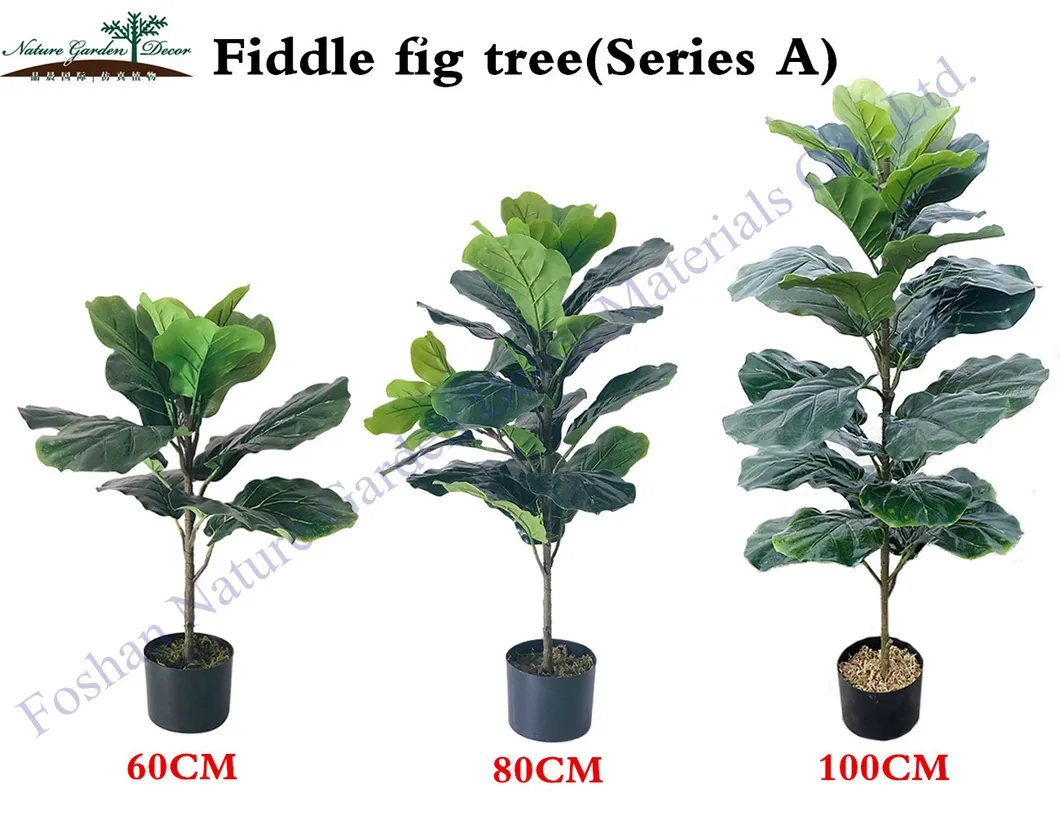 Indoor Fake Fiddle Fig Tree for Coffee Shop Artificial Plants Home Decor