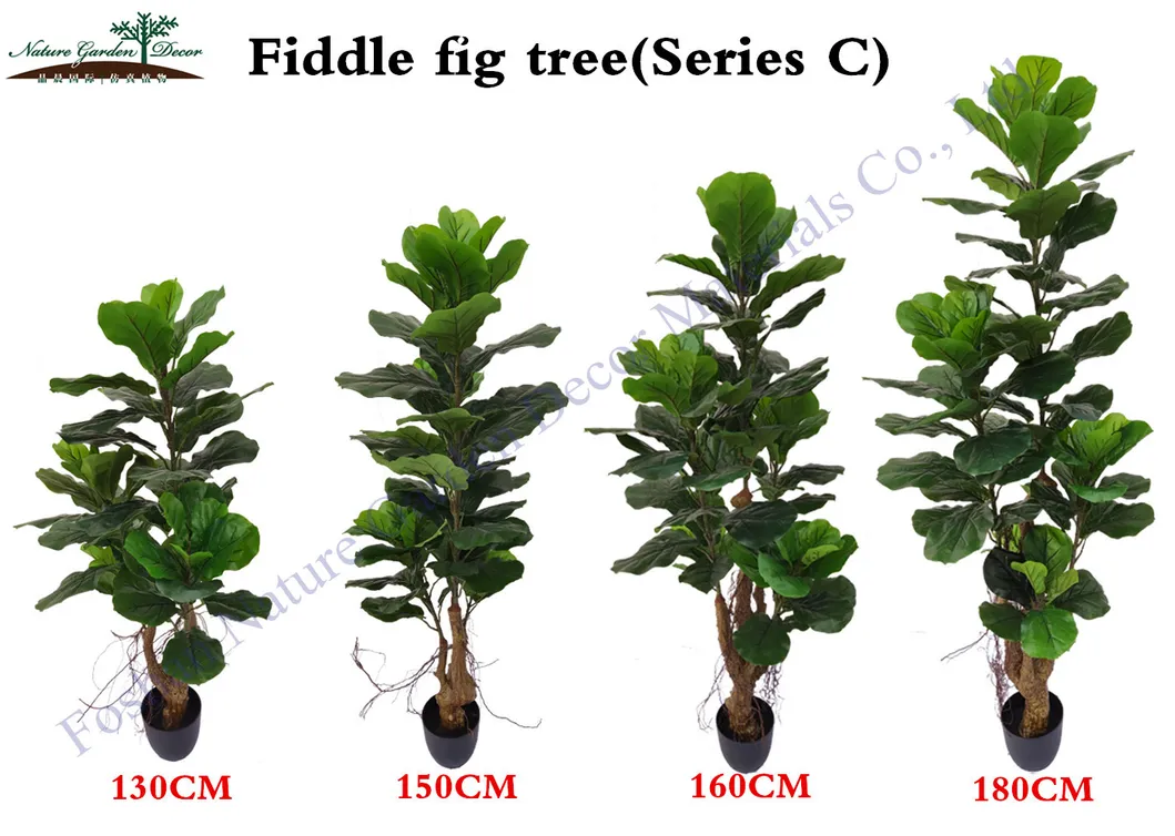Indoor Fake Fiddle Fig Tree for Coffee Shop Artificial Plants Home Decor