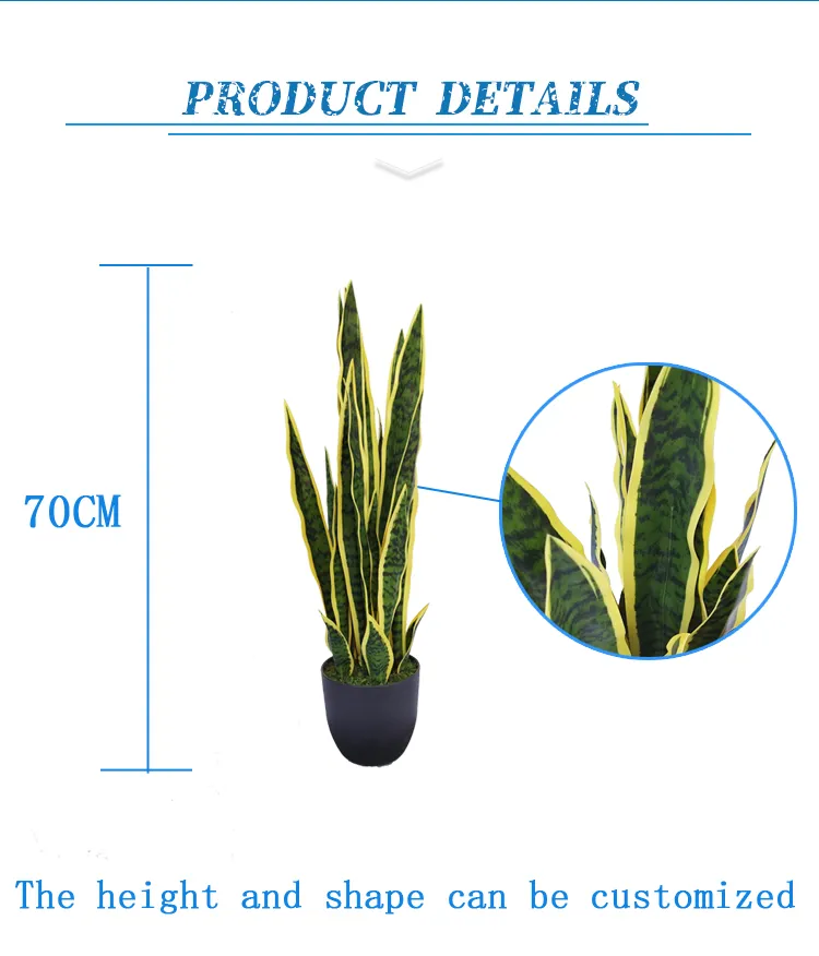 Indoor Fake Tropical Decoration Bonsai Yellow Snake Plant Artificial Plant