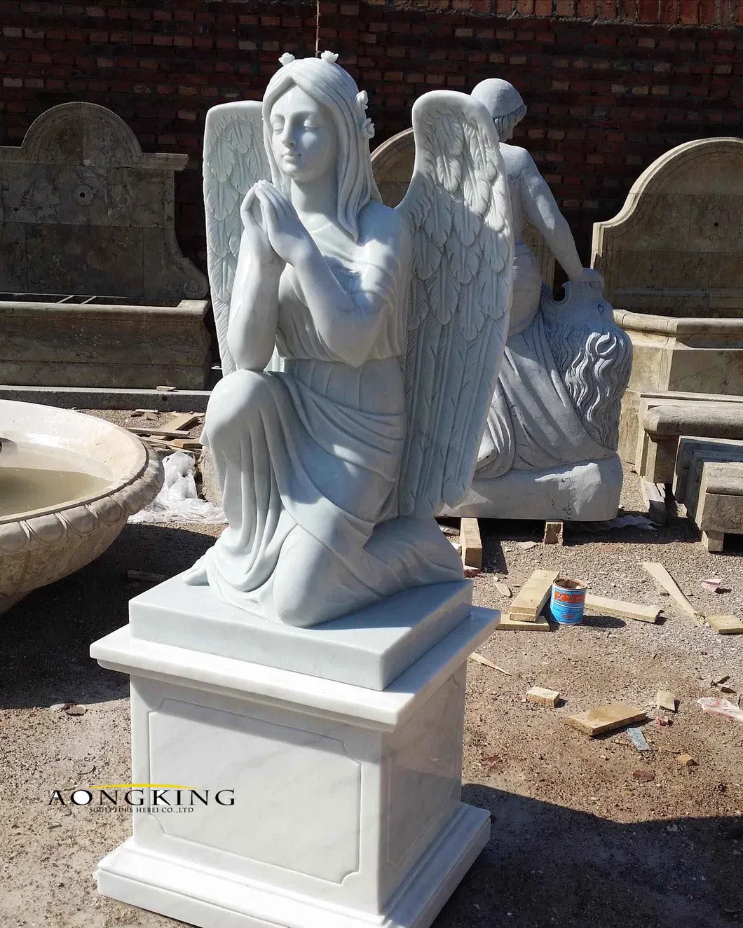 Kneeling and Praying High Quality Marble Angel Sculpture