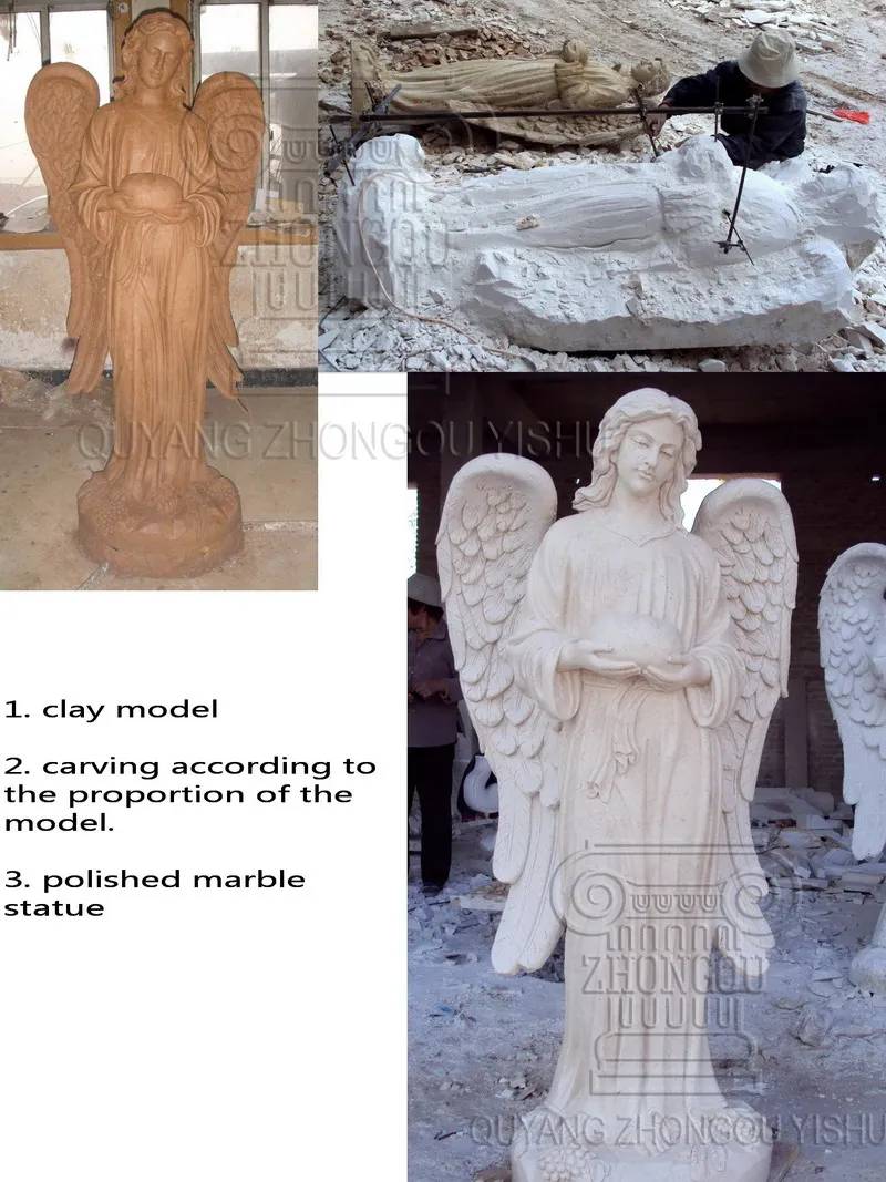 Marble Statue of Weeping Angel, Angel Sculpture Monument