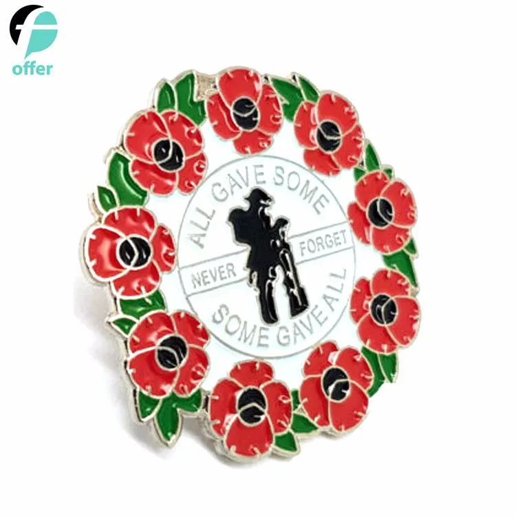 Memorial Day Remembrance Day Red Poppy Flower Broach Brooch Pin