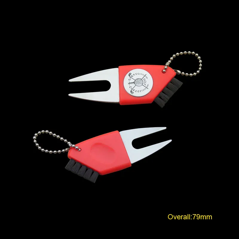 Multi Function Tool Golf Divot Tool with Brush & Ball Chain (#683)