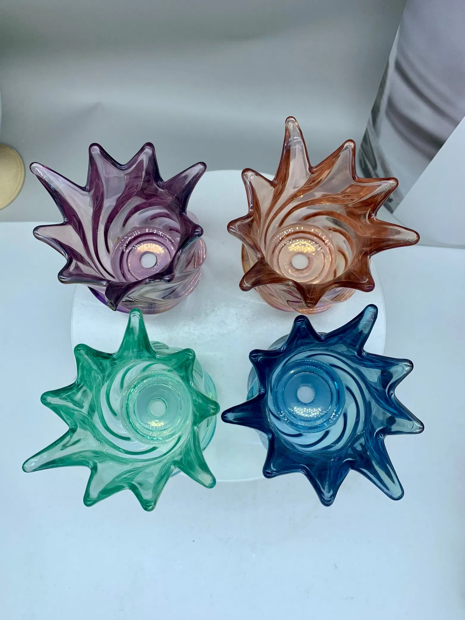 New Design High Quality Machine Made Colored Electroplating/ Sprayed /Engraved Glass Candle Jar