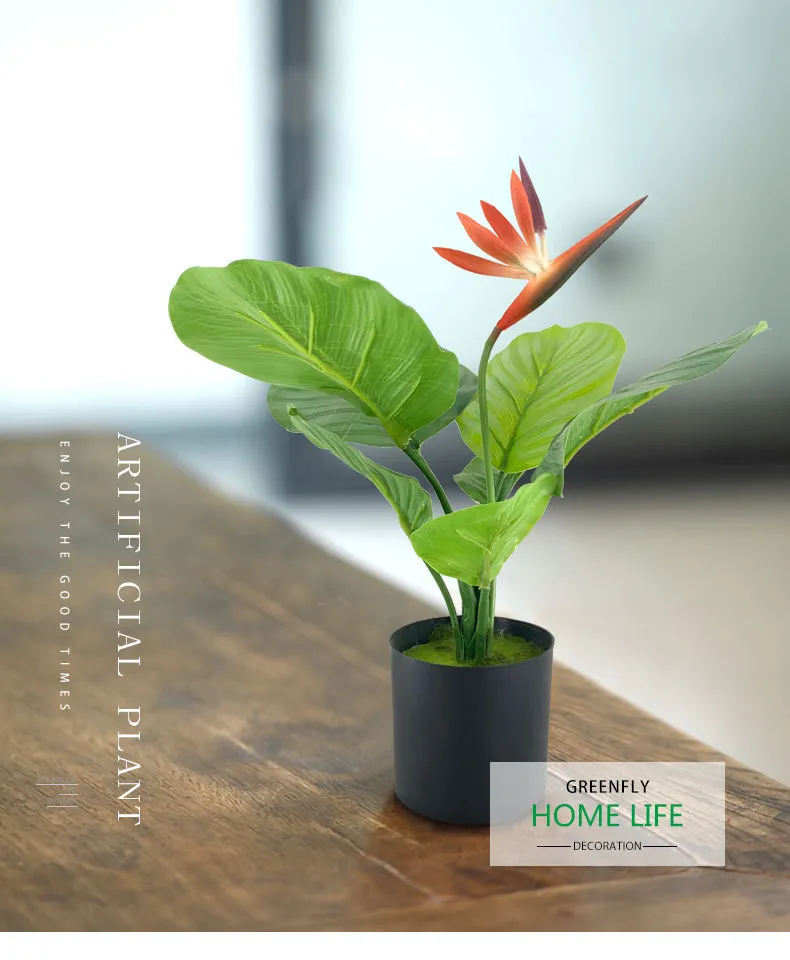 New Mini Flower Potted Plant Green Small Potted Simulation Artificial Flowerf Auspicious Bird Plant