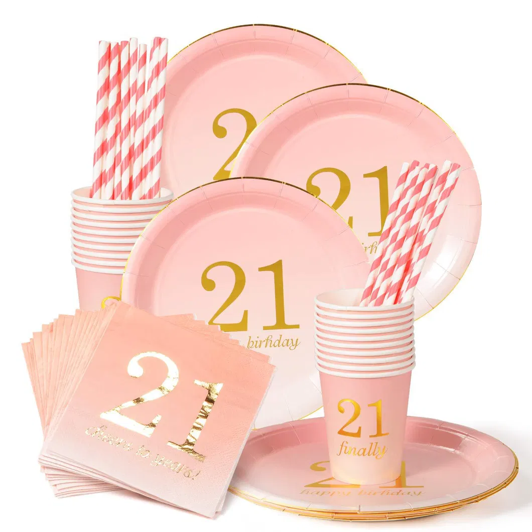 No. 21 Paper Plates, Cups & Napkins, for Birthday Party,