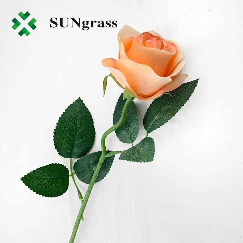 Orange Rose Flower Artificial Plants Crafted for Home Wedding Occasion Decoration