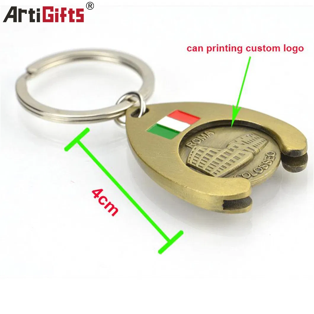 Promotional Low Prices Custom Logo Trolley Coin Keychain