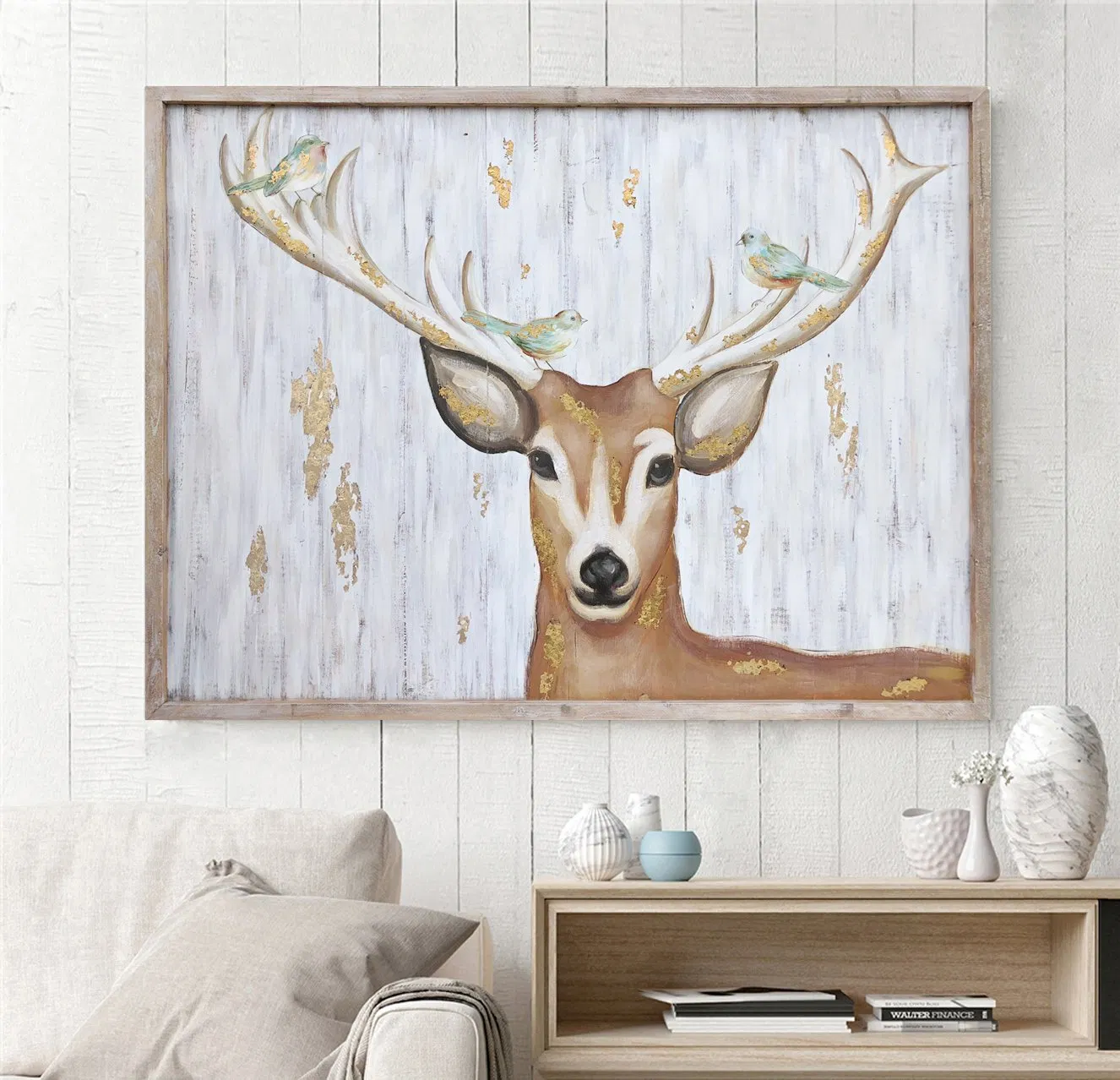 Sika Deer Abstract Canvas Art Painting for Living Room Wall Pictures Size 36X48 Inch