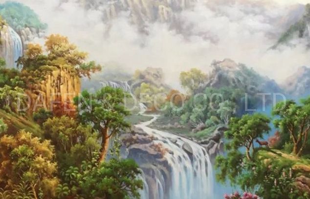 The Mountain Waterfalls on Decorative Painting