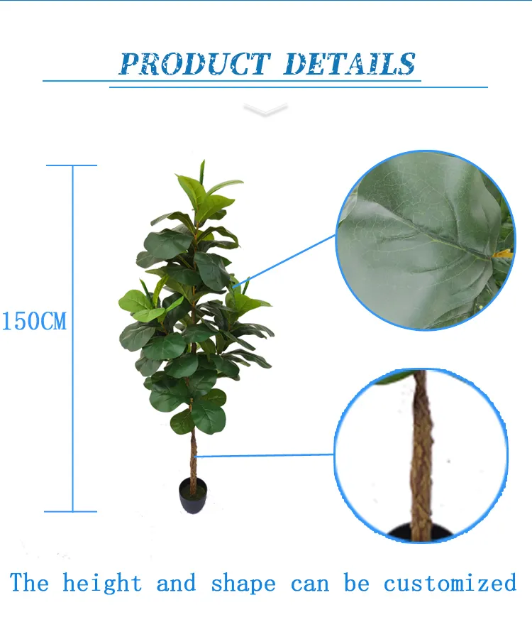 Wholesale Fake Fiddle Fig Plants for House Decoration Hight Quality Artificial Tree