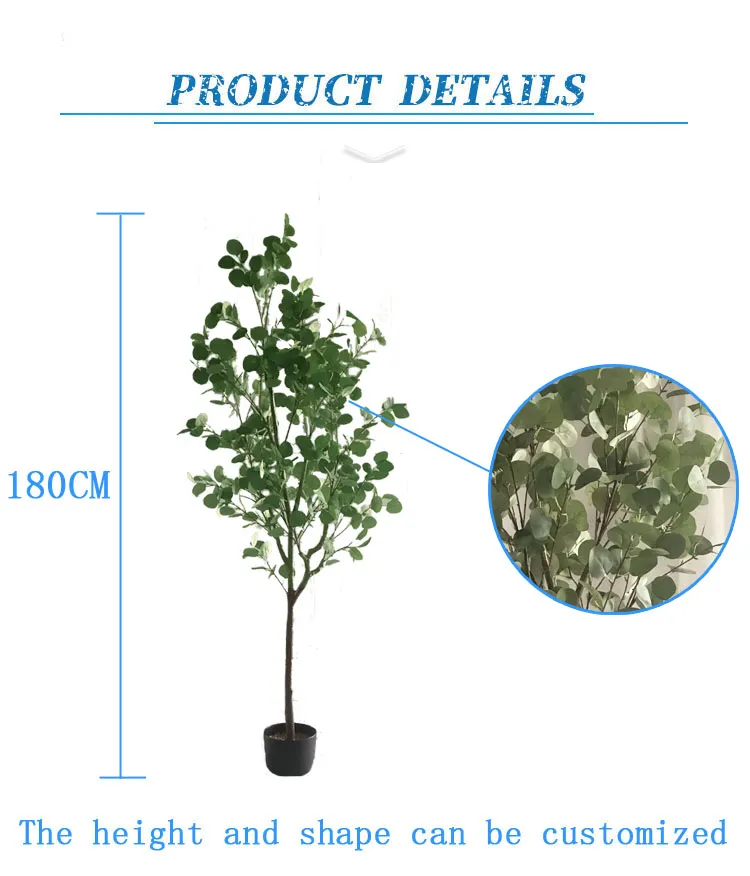 Wholesale Fake Zamioculcas Zamiifolia Potted Trees Artificial Plant Eucalyptus Tree