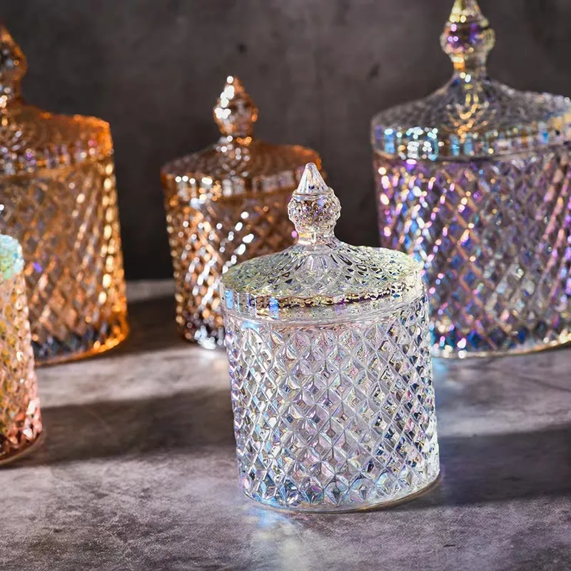 Wholesale Luxury Empty Glass Candle Jars with Lid for Candle Making