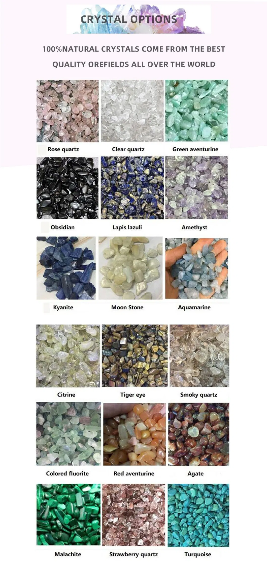 Wholesale Luxury Marble Shiny Logo Crystal Infused Gem Chakra Soy Wax Candle Scented Candles