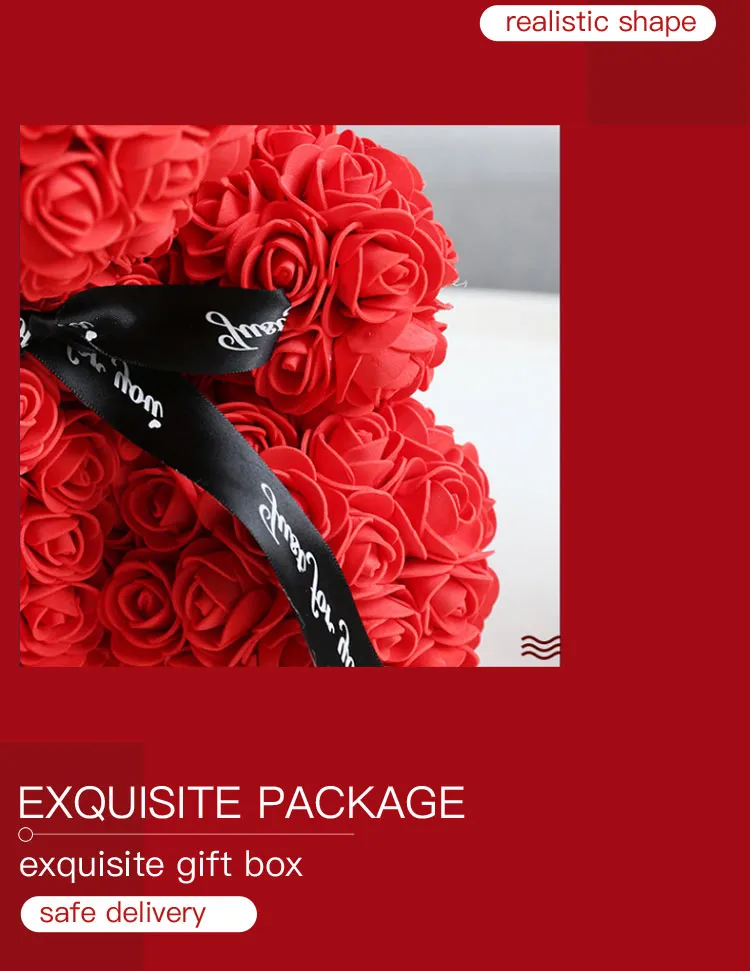 Wholesale Valentine′s Day Teddy Bear Handmade Soap Flower Blue Purple Bear Forever Eternal Rose Bear