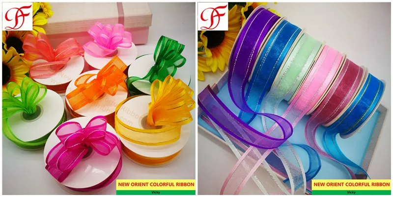 Woven Satin Edge Organza Ribbon Manufacturer Double/Single Face Satin Ribbon Grosgrain Taffeta Gingham Hemp Metallic Ribbon Gift Ribbon