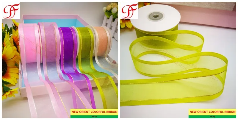 Woven Satin Edge Organza Ribbon Manufacturer Double/Single Face Satin Ribbon Grosgrain Taffeta Gingham Hemp Metallic Ribbon Gift Ribbon